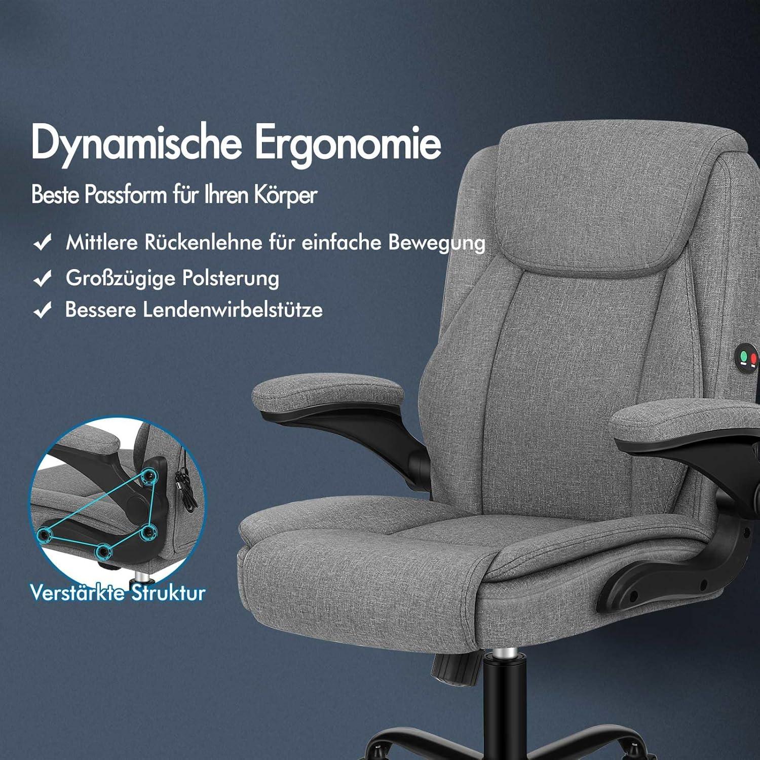 ALFORDSON Ergonomischer Massage Bürostuhl Armlehne Schwarz 150kg