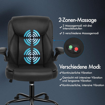 ALFORDSON Ergonomischer Massage Bürostuhl Pu Leder Schwarz