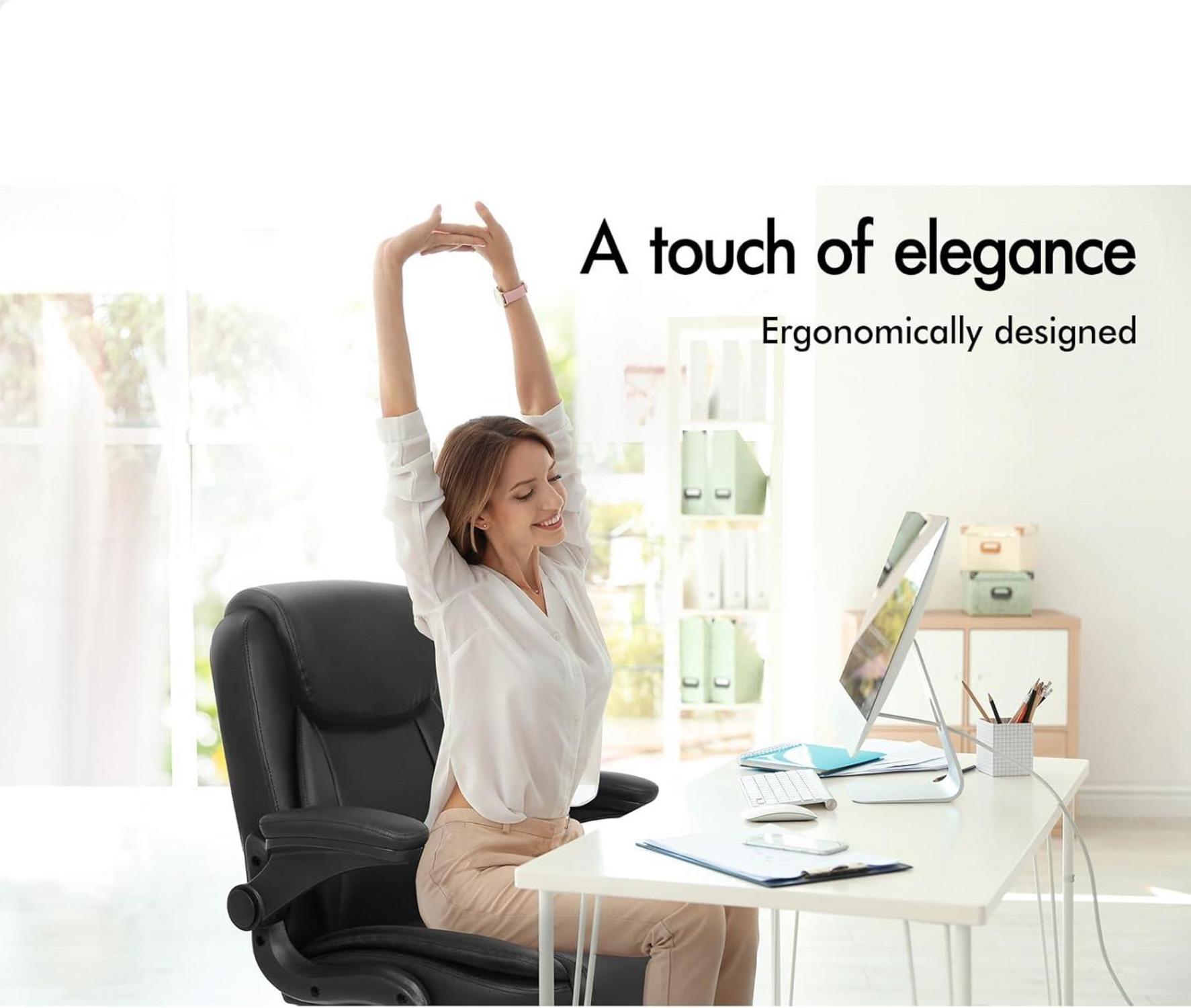 ALFORDSON Ergonomischer Massage Bürostuhl Pu Leder Schwarz