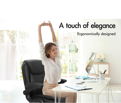 ALFORDSON Ergonomischer Massage Bürostuhl Pu Leder Schwarz