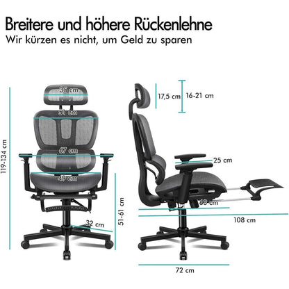 ALFORDSON Ergonomischer Netz-Bürostuhl mit 3D-Armlehne und