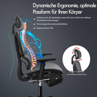 ALFORDSON Ergonomischer Netz-Bürostuhl mit 3D-Armlehne und
