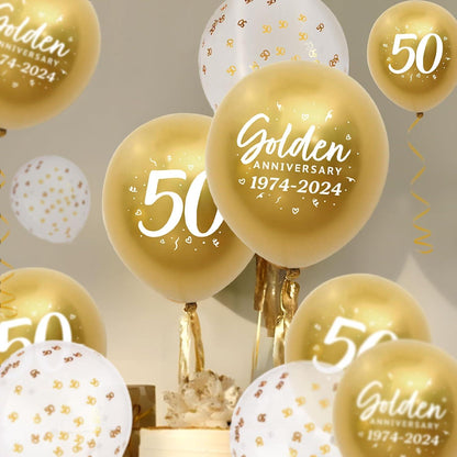 Goldene Hochzeit Luftballons Set - 24 Stück in 3 Stilen