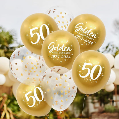 24 Goldene Hochzeit Luftballons 50. Jubiläum Geburtstag Deko Gold Konfetti