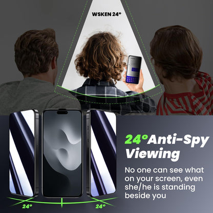 WSKEN iPhone 15 Pro Sichtschutz Schutzfolie [24°Anti Spy] 9H