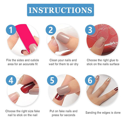 24 Künstliche Nägel Kurz Eckig Blau Lila Farbverlauf Press on Nails