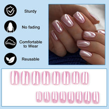 24er Set Kurze Eckige French Kunstnägel - Press on Nails in