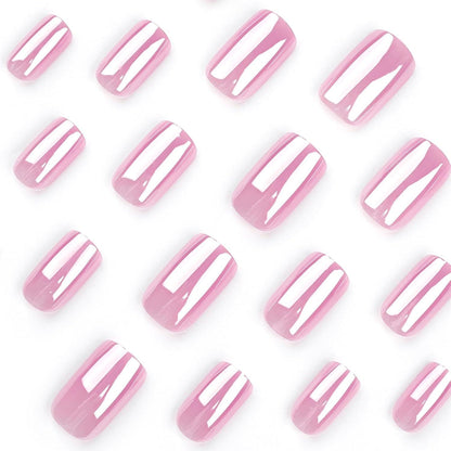 24er Set Rosa Aurora Kunstnägel Press on Nails square Fake Nails