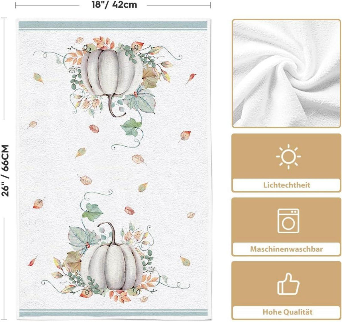 Herbstliche Deko Küchentücher 2er Set Blau 42x65cm