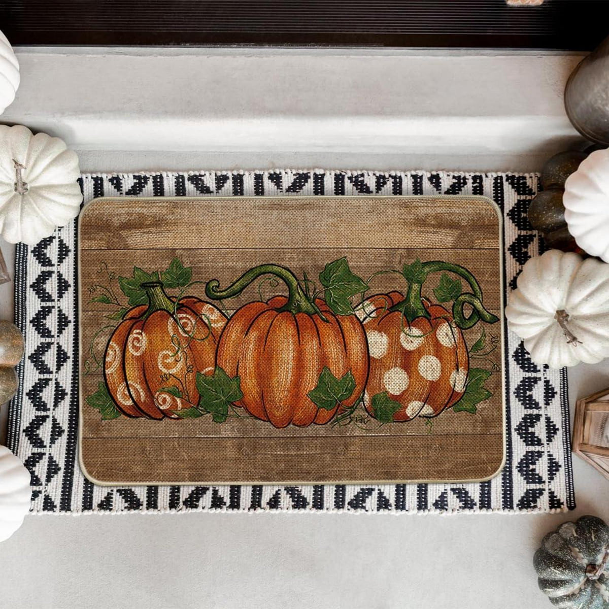 Herbst Fußmatte Kürbisse Blätter Dekoration 40x60 cm