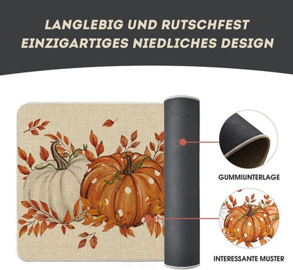 Herbst Fußmatte Orange Kürbisse Ahornblätter Dekor 40x60 cm