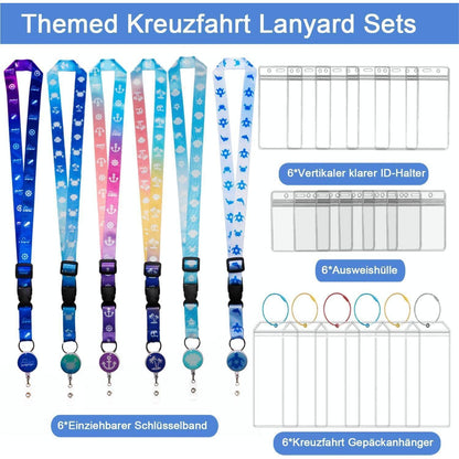 6x Kofferanhänger Set mit Lanyard & Ausweishalter für Kreuzfahrt