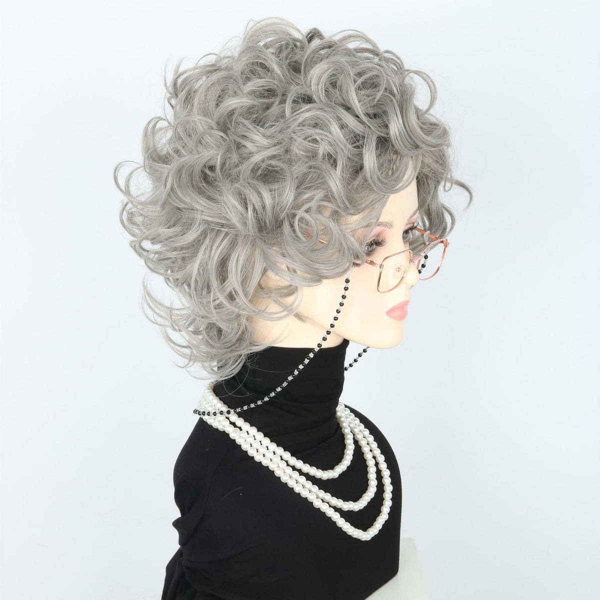 Oma Perücken Set mit Accessoires – Halloween Kostüm Perücke Grau
