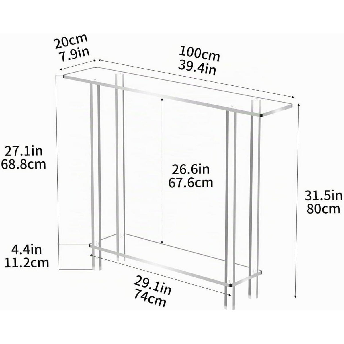 Acryl Konsolentisch Transparent 100cm – Moderner Flurtisch