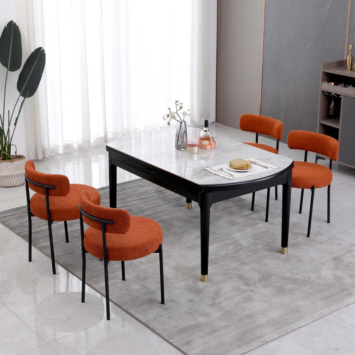 Esszimmerstühle 4er Set, Modern Retro, Orange