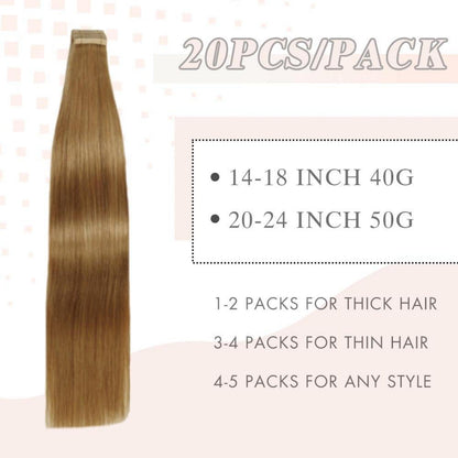 Echthaar Tape Extensions 55cm (22 Zoll) Gerade