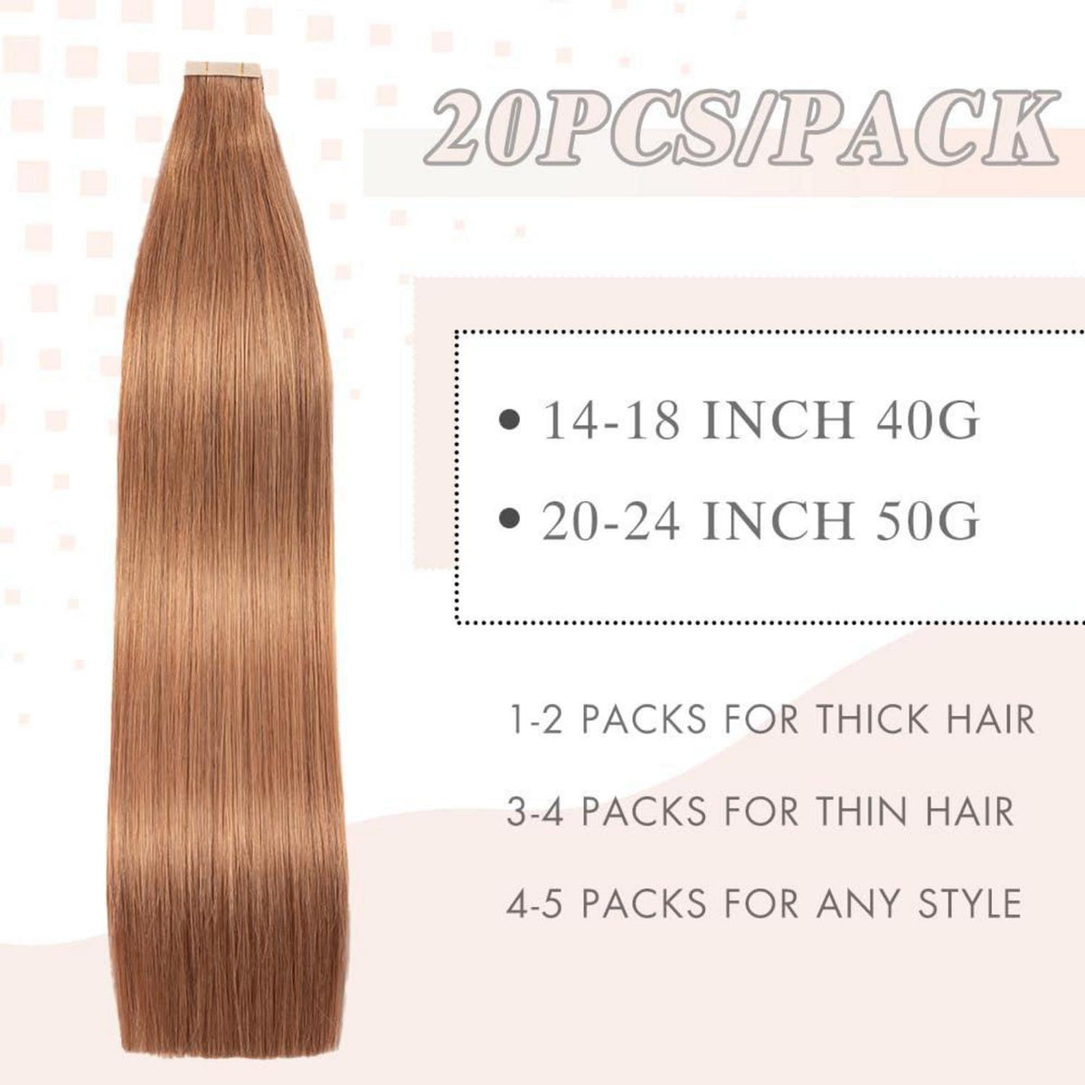 Echthaar Tape Extensions 60cm Auburn Ginger
