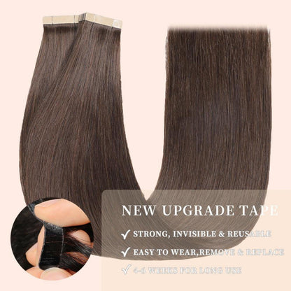 Echthaar Tape Extensions Dunkelbraun 50cm (20 Zoll)