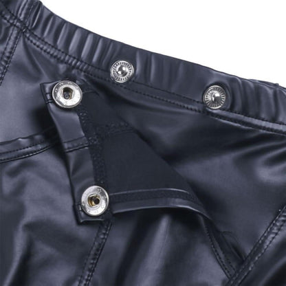 Herren Erotische Boxershorts Leder Optik Wetlook Reizwäsche XL Schwarz