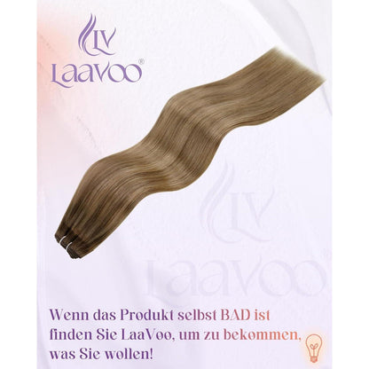 Echthaar Tressen zum Einnähen Balayage Braun Ombre Goldblond