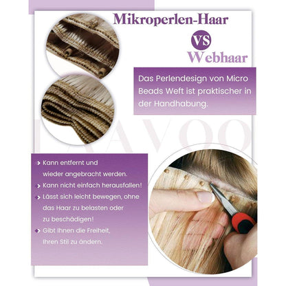 Blond Highlight Echthaar Tressen – Micro Bead Haarverlängerung #18/613
