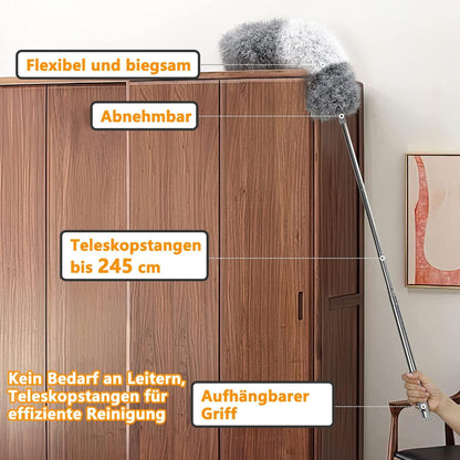 Staubwedel Teleskop ausziehbar 2,45m Biegbar Spinnwebenbesen