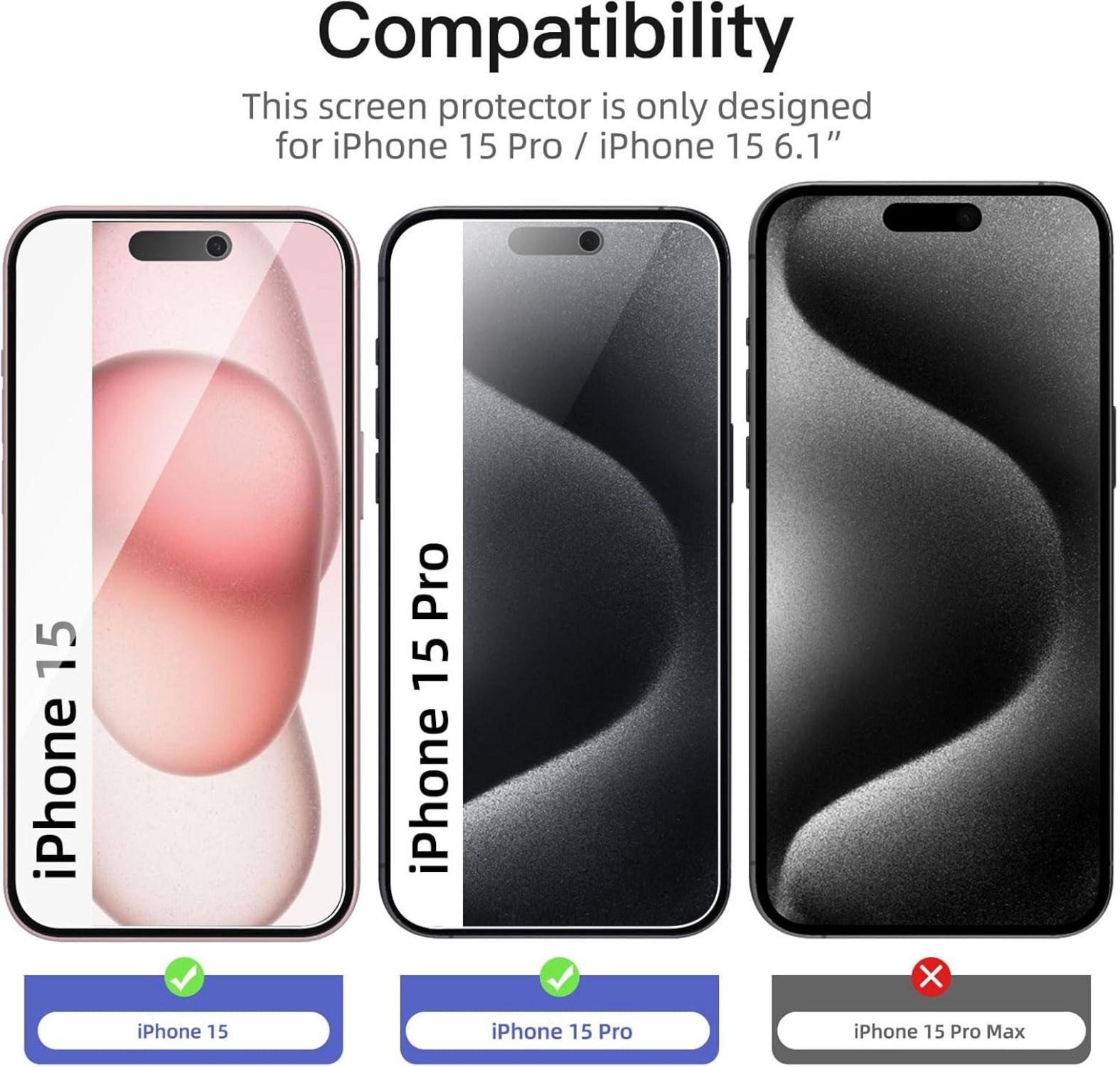 Sichtschutz Panzer Schutz Glas iPhone 15 Pro 6,1 Zoll 3