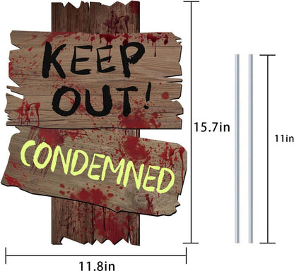 Halloween Deko Outdoor Schild Set Gruselige Gartendeko 3pcs