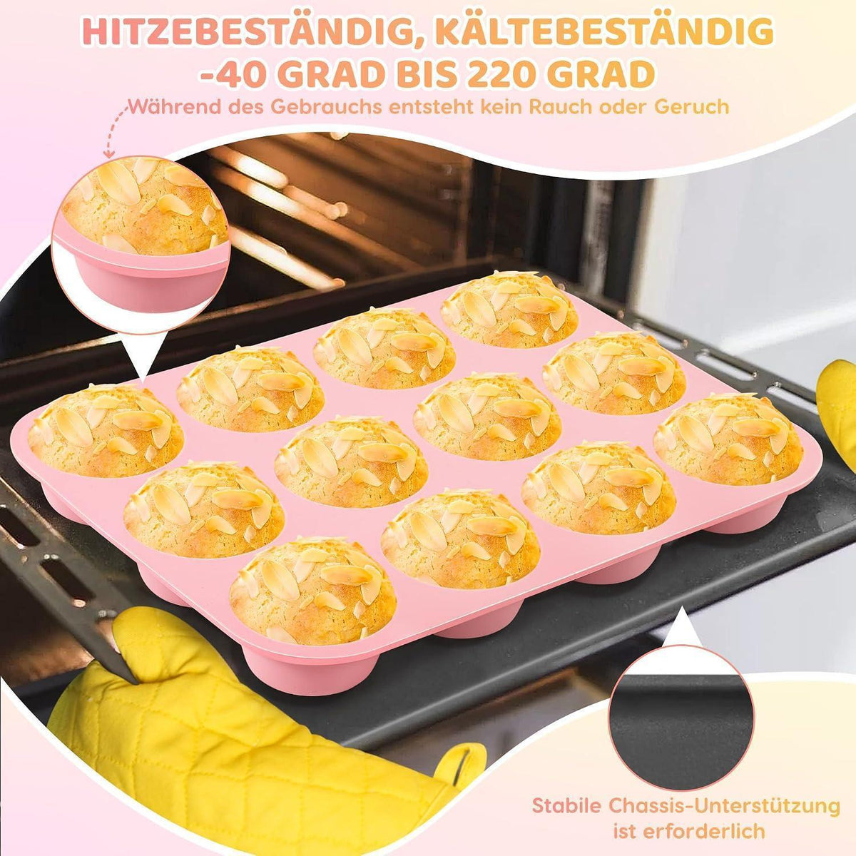 Silikon Muffinbackform 12er - Antihaft & Leicht zu Reinigen