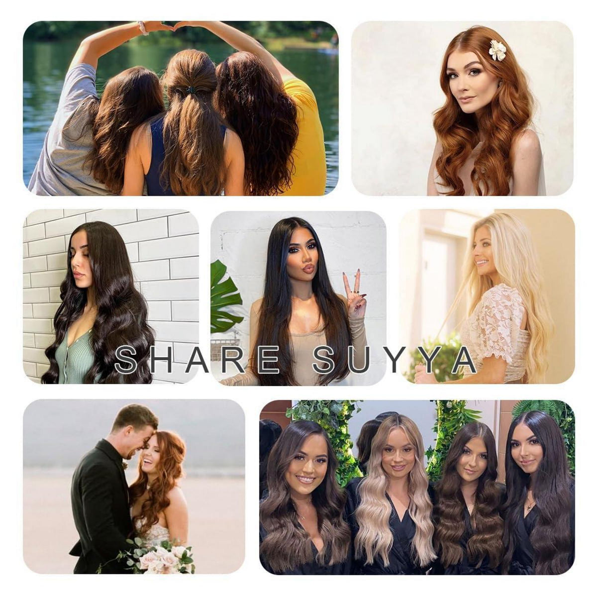 Echthaar Clip-In Extensions Gerade Schwarz 14 Zoll