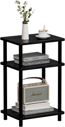 3 Tier Beistelltisch Schwarz Stabiler Holztisch 40x30x61.5cm