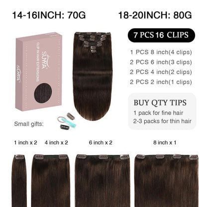 Echthaar Clip-In Extensions Dunkelbraun #2 (50cm, 80g)