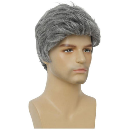 Graue Herren Perücke Kurz Seitenteil Synthetisch