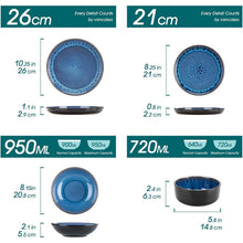Tafelservice 6 Personen Blau Steingut 24tlg Geschirrset