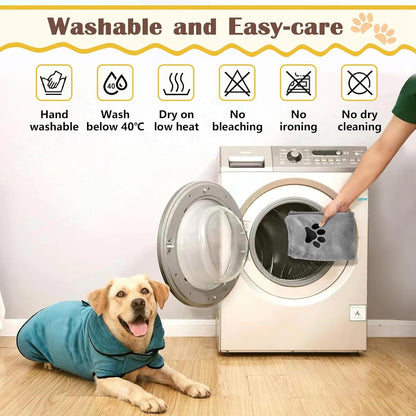 Hundehandtuch Set Extra Saugfähig Grau Mikrofaser 100x50cm
