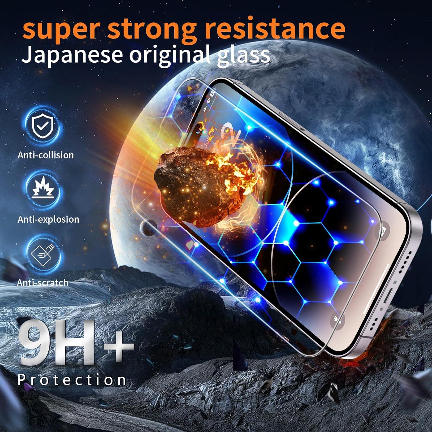 Panzer Schutzglas iPhone 14 Pro Max 6,7 Zoll 2 Stück 9H Härte Full-Screen Displayschutz