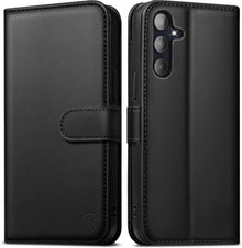 Samsung Galaxy A55 Handyhülle Schwarz RFID Schutz Glas Lederhülle