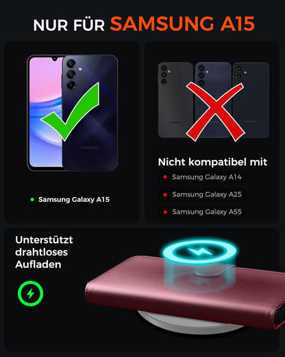 Handyhülle Samsung Galaxy A15 4G/5G Weinrot Panzer Schutz/Schutzhülle