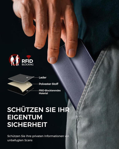 Samsung Galaxy A15 Handyhülle mit Panzer Schutz Glas, RFID Blocker, Standfunktion - Blau
