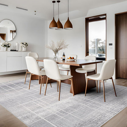 Modernes Teppich Wohnzimmer 120x170 Waschbar Anti-Rutsch Beige Grau