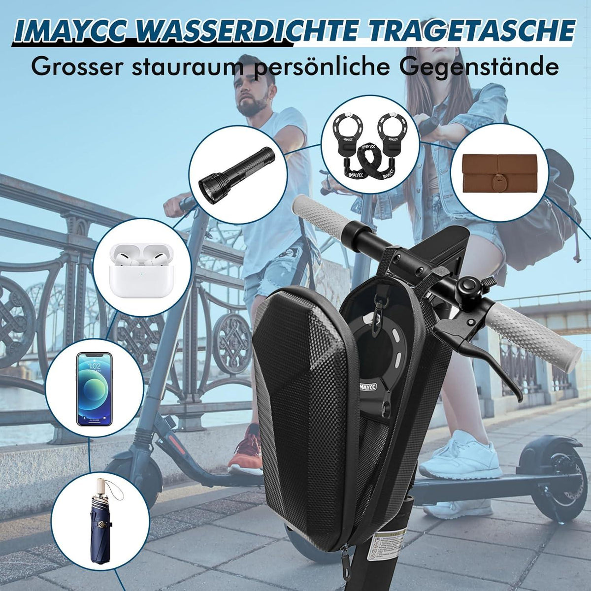 IMAYCC E Scooter Schloss 94CM Handschellenschloss + Tasche
