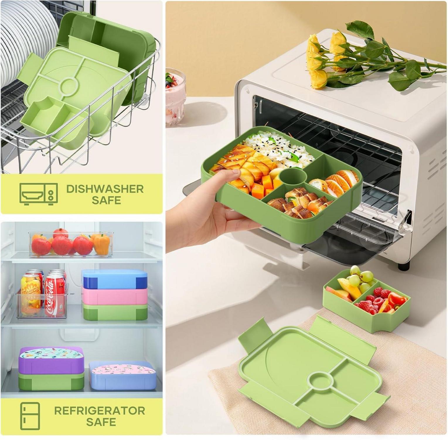 Brotdose Kinder mit Fächern Auslaufsicher Lunchbox für Mädchen