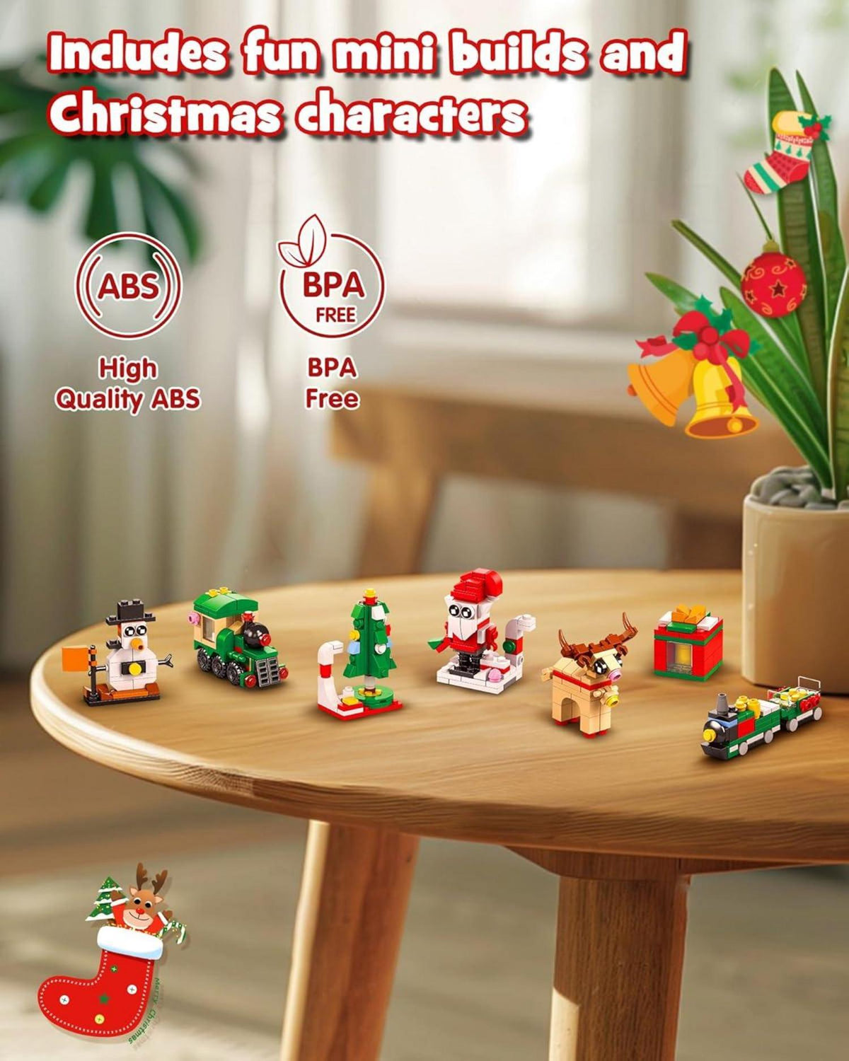 D-FantiX Weihnachts-Adventskalender Bauklötze Set 24 Tage Countdown festliches