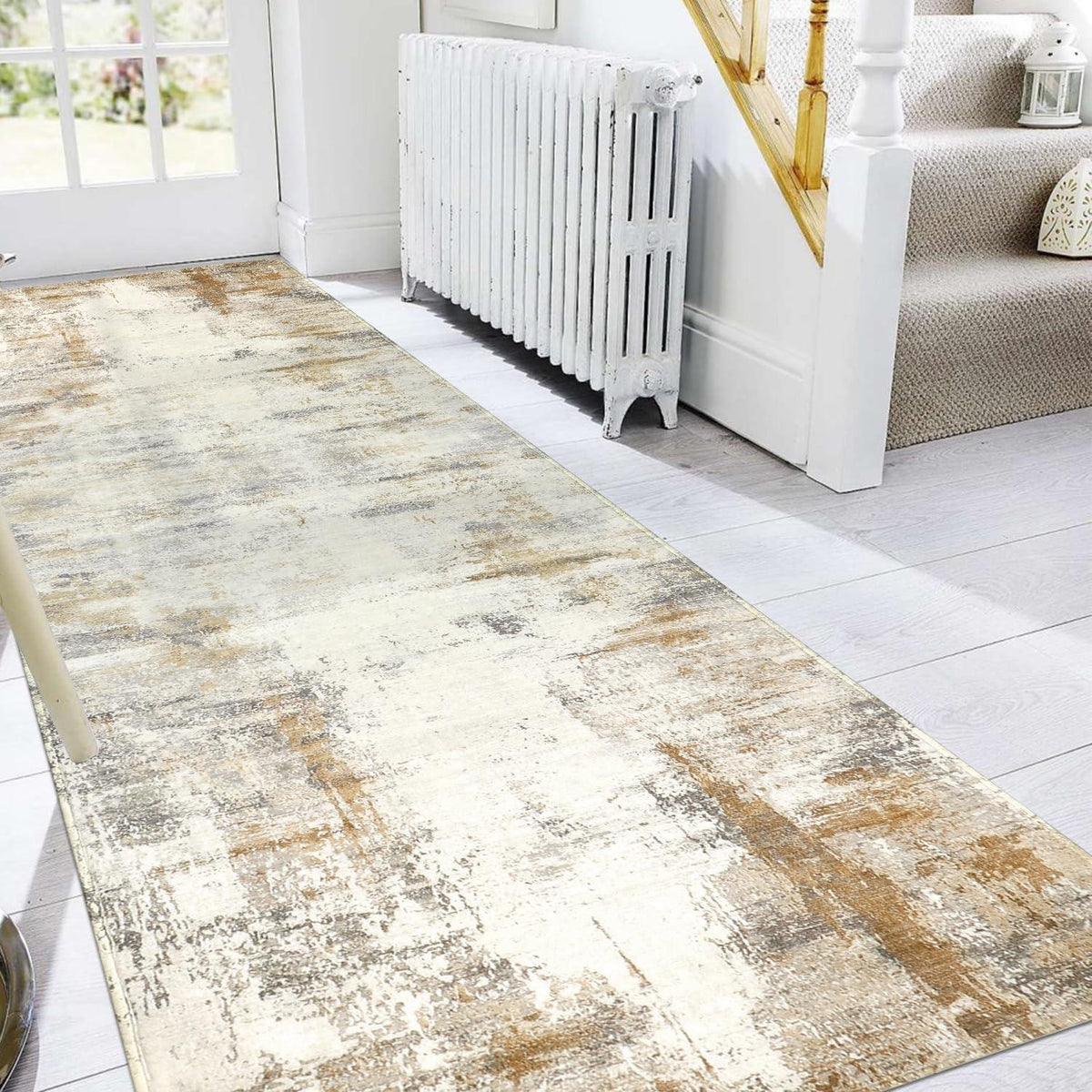 Teppich Läufer 80x300cm Beige Rutschfest Küchen Flur Wohnung