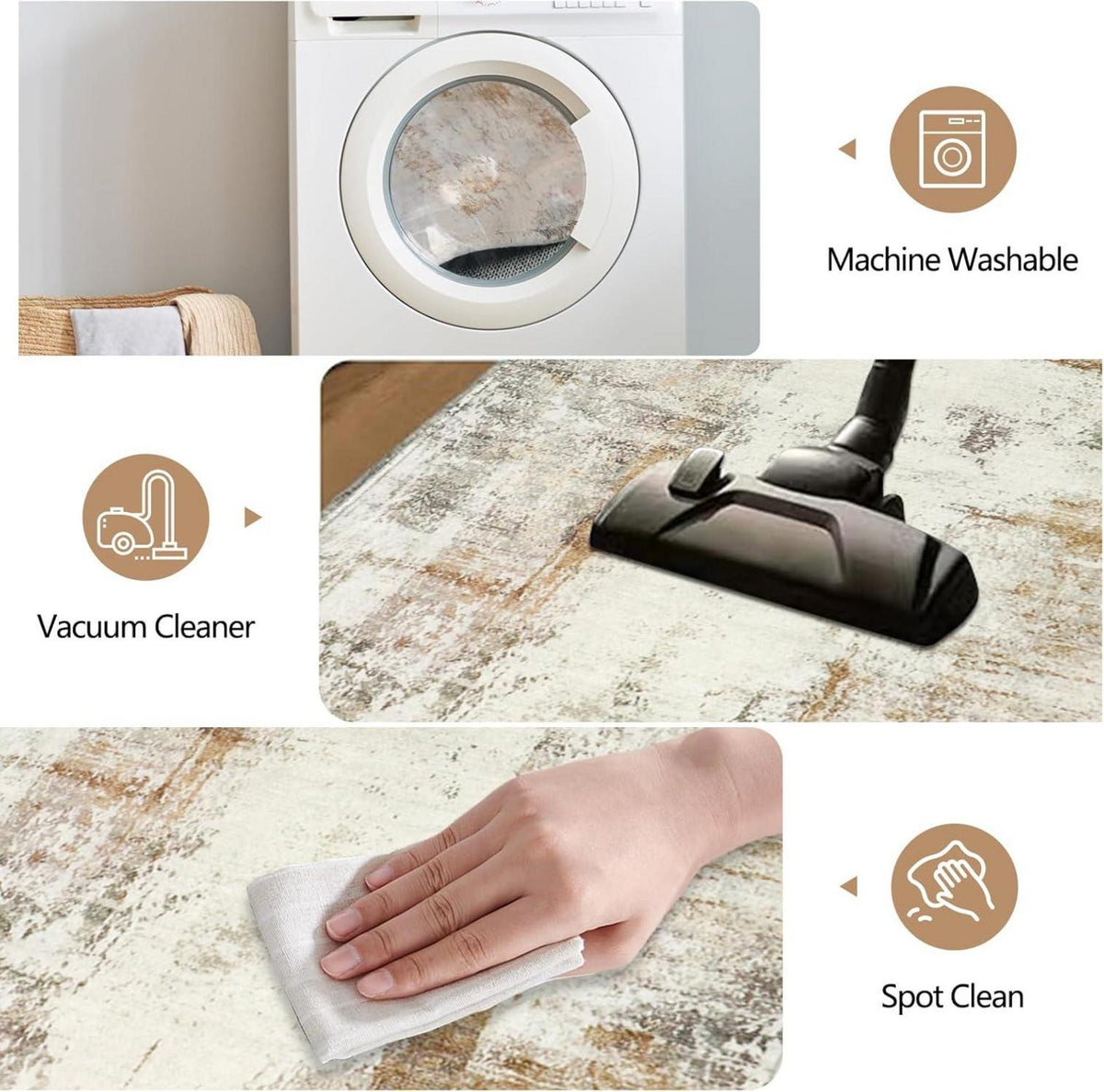 Teppichläufer 80x300cm Beige Rutschfest Waschbar Modern Flur Küche Schlafzimmer