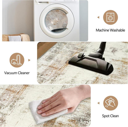 Teppichläufer 80x300cm Beige Rutschfest Waschbar Modern Flur Küche Schlafzimmer