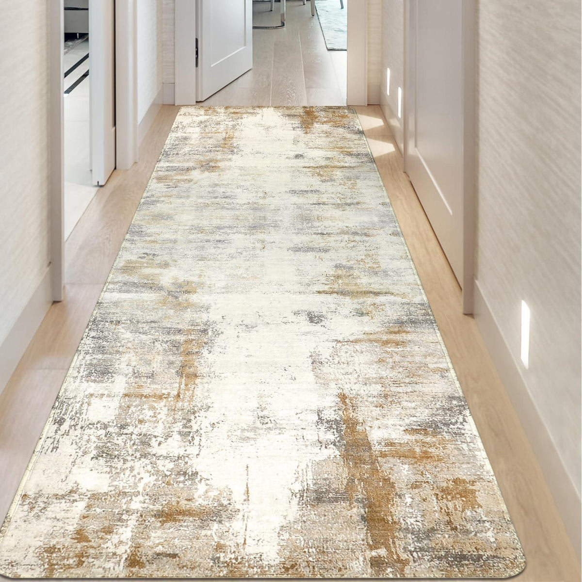 Famibay Teppich Läufer 80x300cm Beige Rutschfest waschbar Moderne Küche Flur
