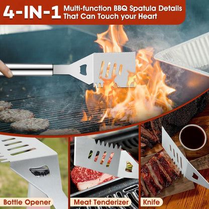 Grillbesteck Set aus Edelstahl 18-teilig BBQ Alukoffer