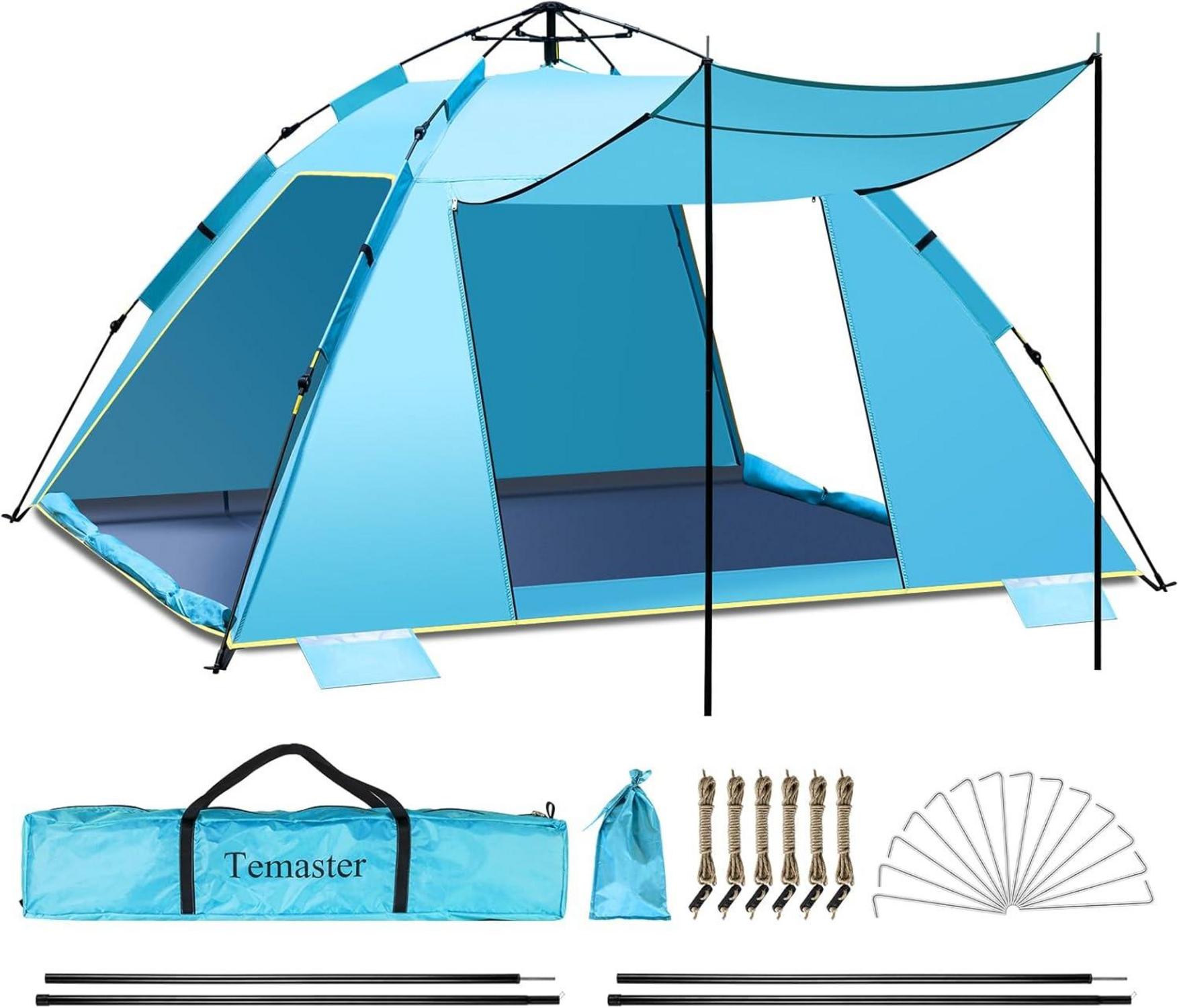 Strandzelt Pop Up Automatisch Sonnenschutz UPF 50+ 4-5 Personen mit 3