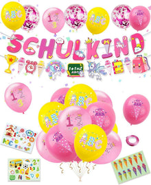 Einschulung Deko Mädchen Einhorn Schulkind Banner Luftballons